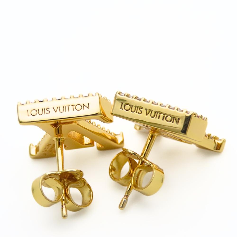 Used LOUIS VUITTON Pierce LV Iconic Strass M00609 metal/Rhinestone 3.2g Gold Accessories