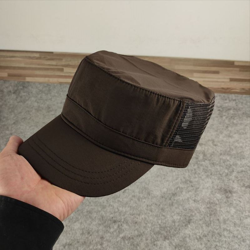 Summer new products deepen and raise flat top hat casual breathable mesh hat fashion military hat large size men's hat