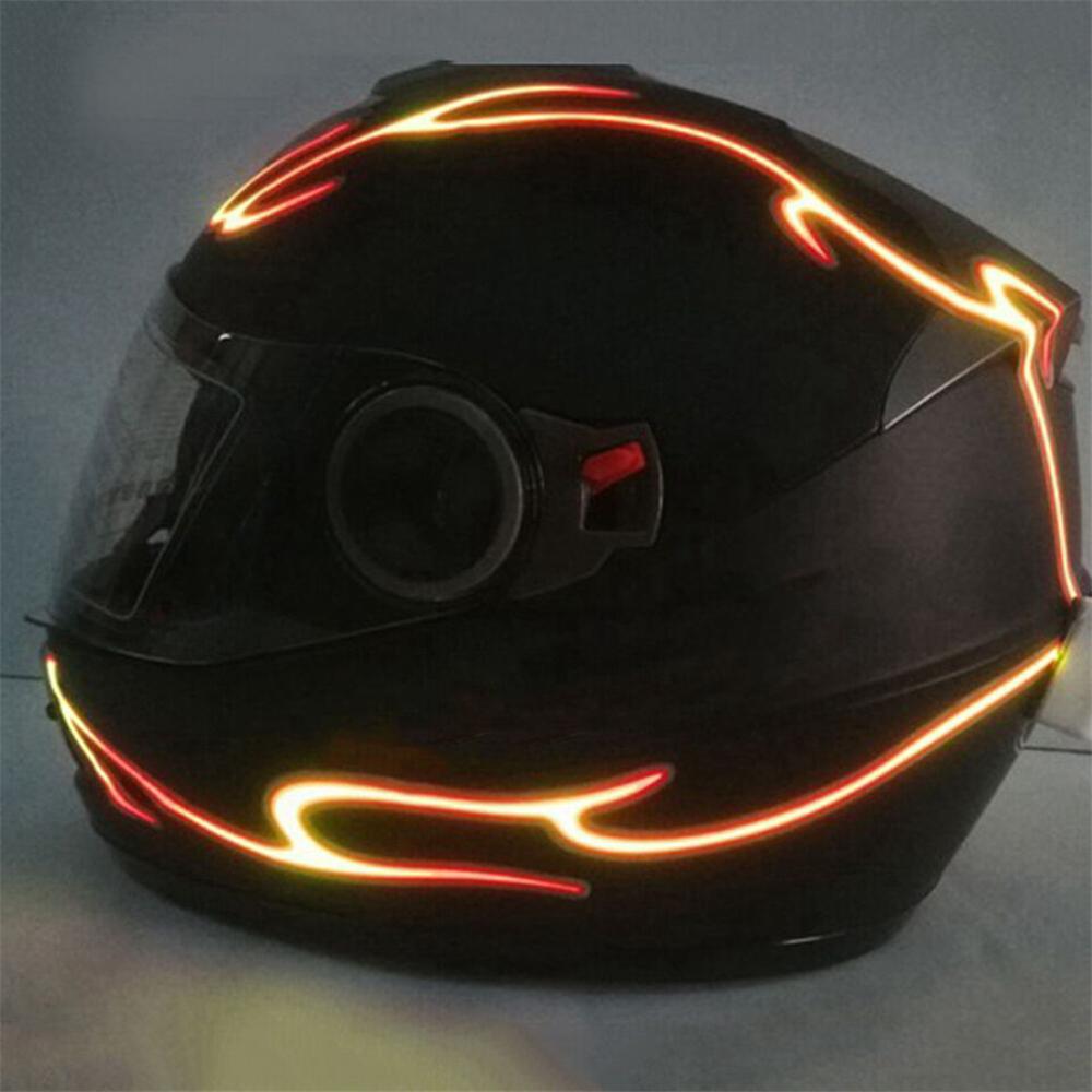 1Pair Motorcycle Helmet LED Cold Light Waterproof Strip Sticker Flashing Warning