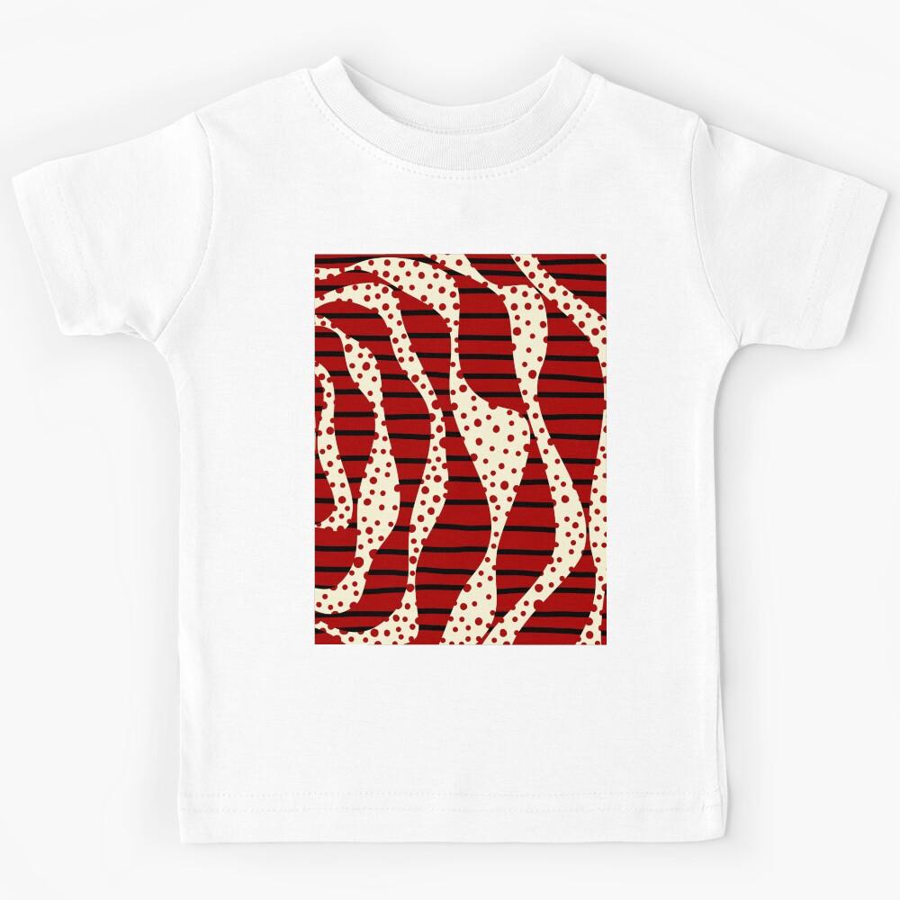 Spots and Stripes 2 - Red & Cream Kids T-Shirt 150