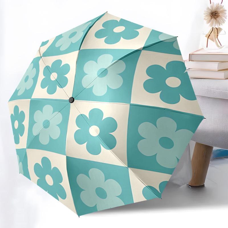 1pc Floral Tiles Automatic Open/Close Umbrella with One Touch Button,, Windproof Design   Lightweight Portable Umbrella for Women & Men6051