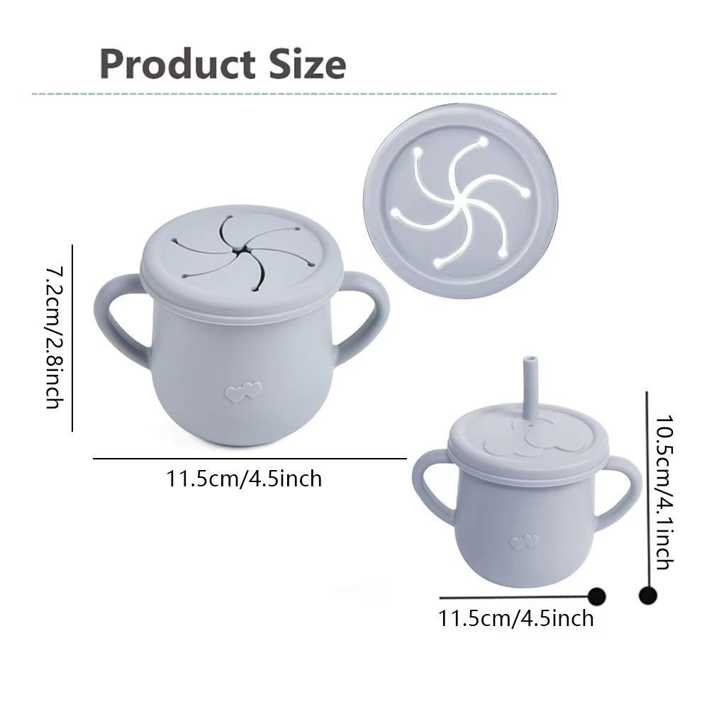 Reusable Silicone Baby Feeding Cups Double Lids BPA Free Training Sippy Cup Soft Leak Proof Straw Cup for Toddlers