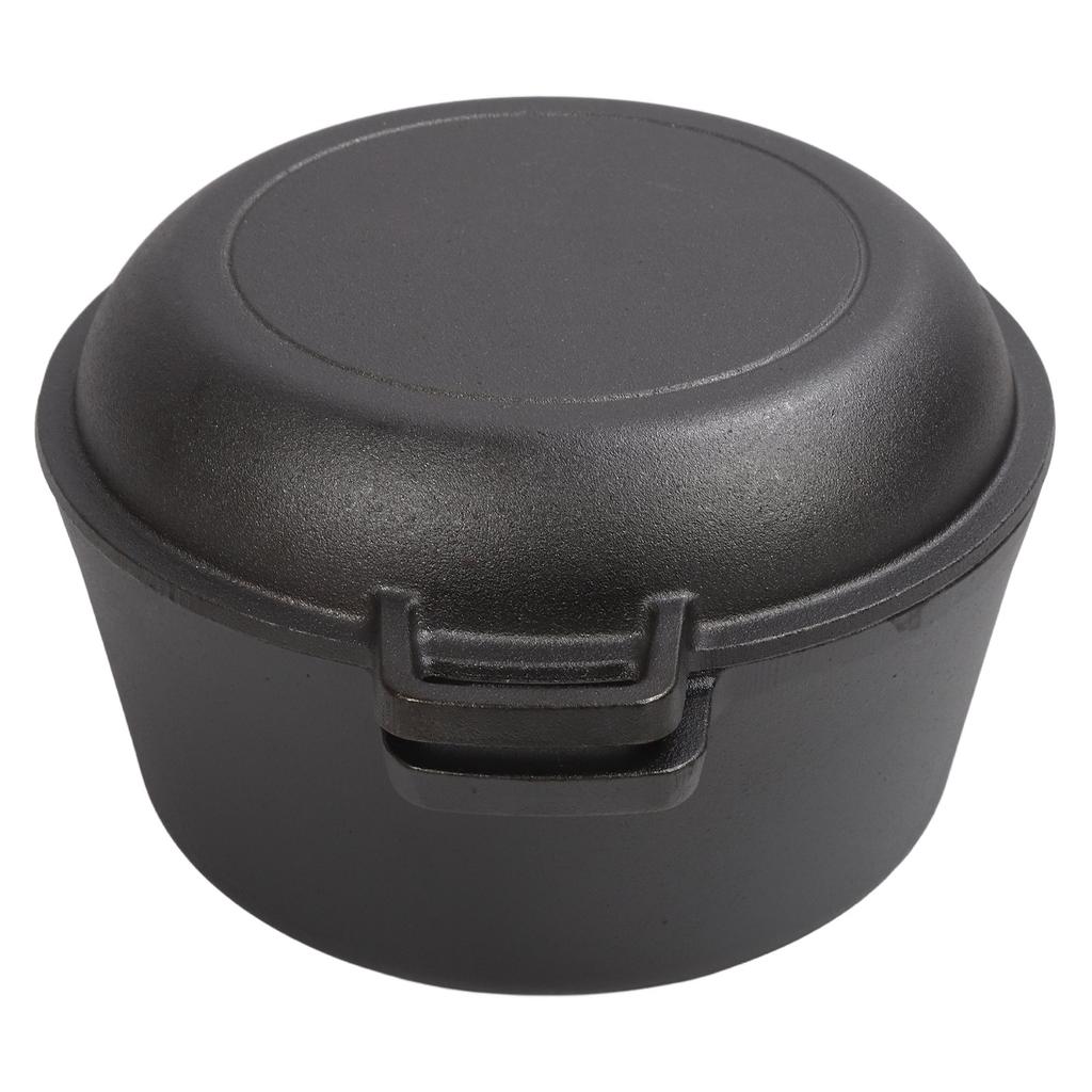 Oven Pot with Skillet Lid Cooking Pan 4.7L Cast Iron Dual Handles Cookware Pot Set for Bread Frying