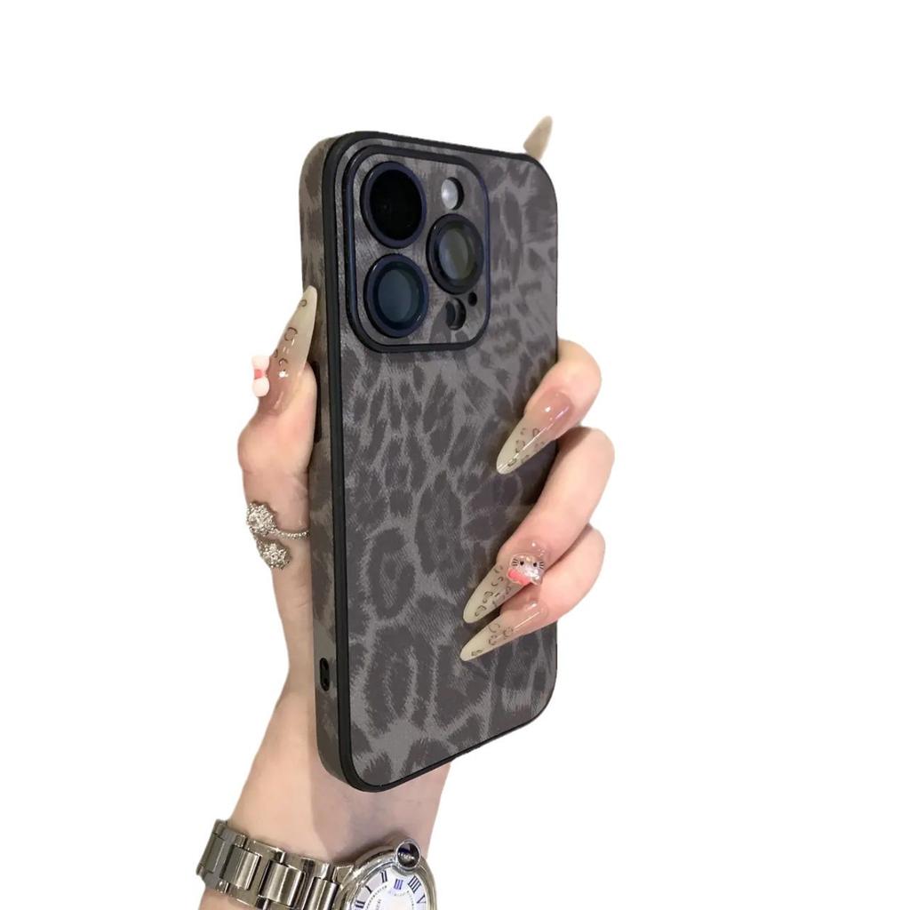 Leopard Print Leather Pattern Mobile Phone Case Suitable for IPhone 16 Protective Case 15promax Apple 15 with Lens Film