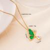 Fashion Shell Butterfly Zircon Pendant Necklace Gold Color Stainless Steel Chain Jewelry Gifts for Women Teen Girls
