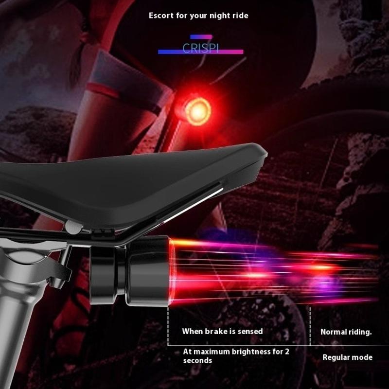 Bicycle Rear Light Red TailLight LED Night Safety Warning Light USB Cycling Tailligh Smart Brake Sensing Light Bike Accessories
