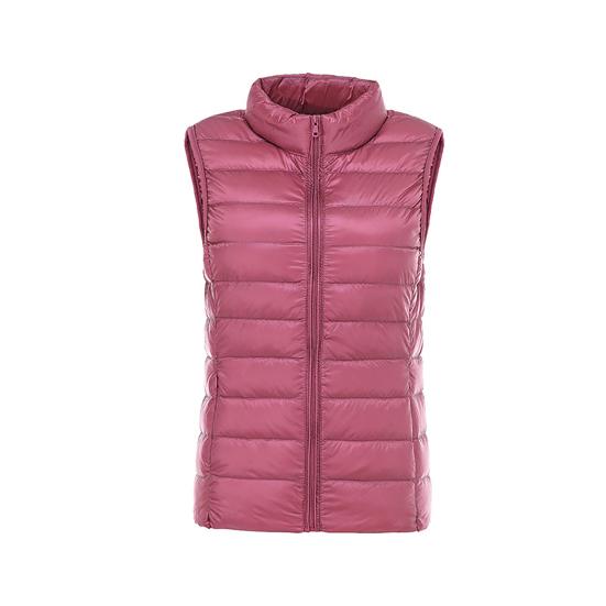 Women Down Vest Fluffy Filling Solid Color Stand Collar Sleeveless Waistcoat for Daily Wear