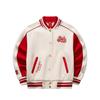 New Year Series Women's Off-White & Red Colorblock Embroidered Varsity Jacket 162618703S-1