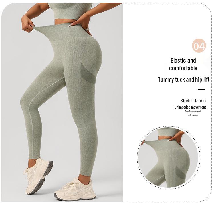 Seamless European-American Yoga Set: Women's Short Sleeve Top & High Waist Hip-Lifting Long Pants