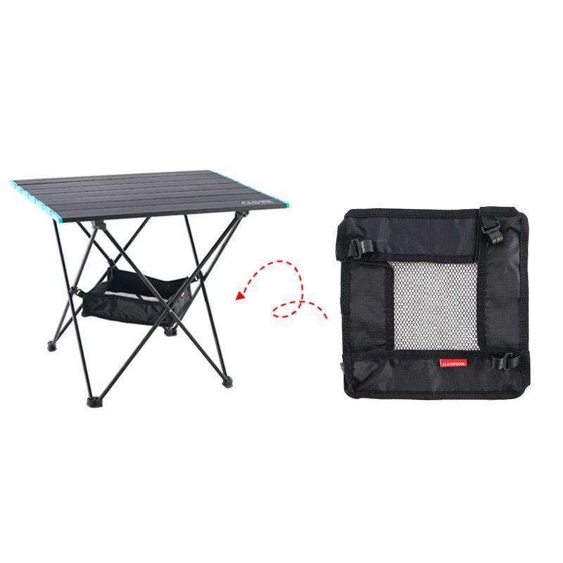 Folding Outdoor Table with Hanging Mesh Storage Basket for Camping and Picnics