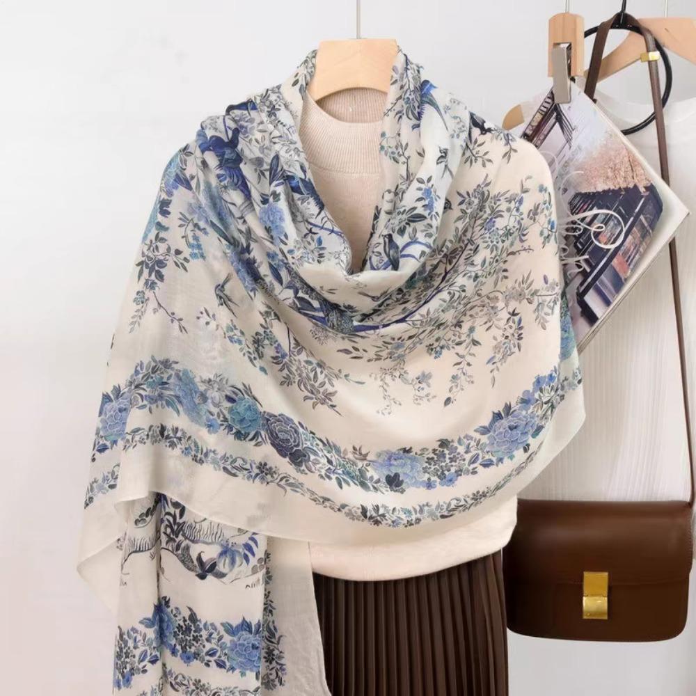 Sun-proof Silk Scarf Double Sides Large Scarves Elegant Sunscreen Shawl Women