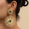 Fashionable Design Emerald Earrings, High-end Geometric Round Radial Earrings