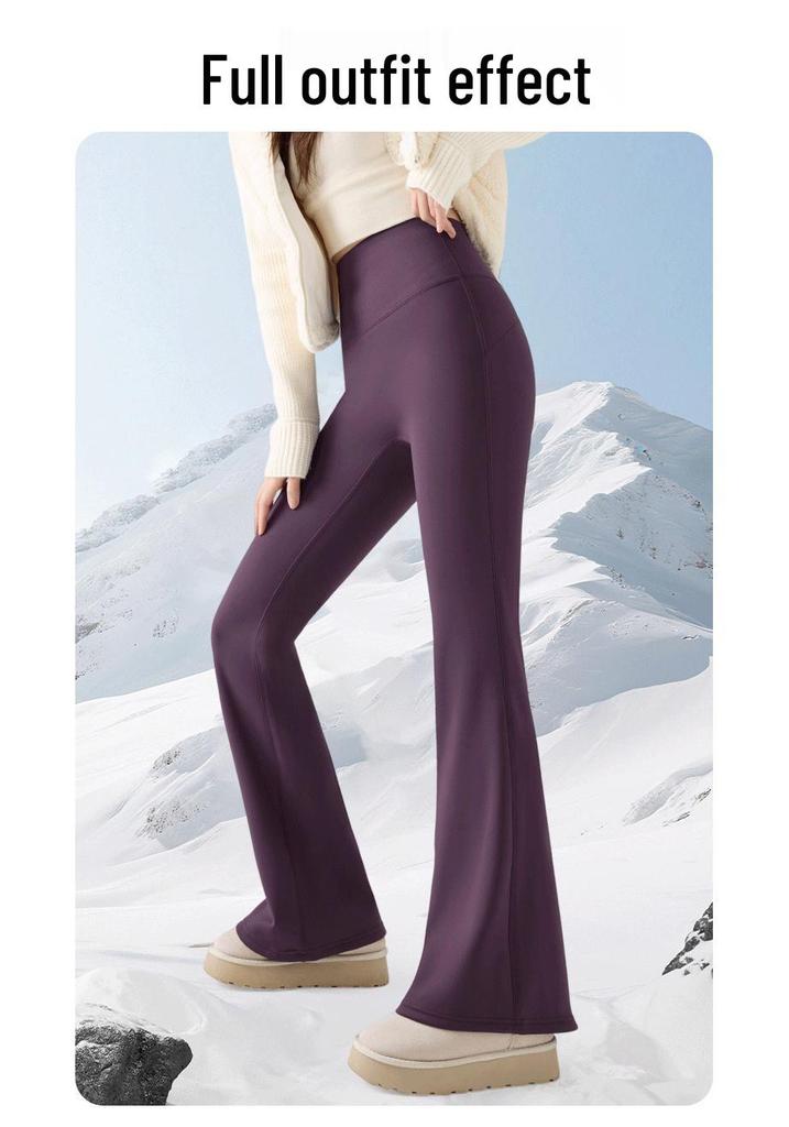 High-Waisted White Shark Pants: Fleece-Lined, Flared, Slimming, and Versatile for Autumn and Winter