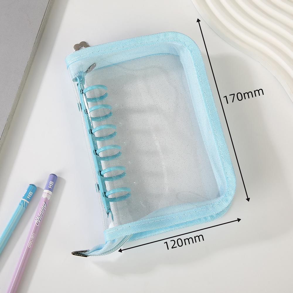 A7 Glitter Laser Star Zipper Binder Photo Card Collection Book Postcard Organizer Diary Notebook School Stationery