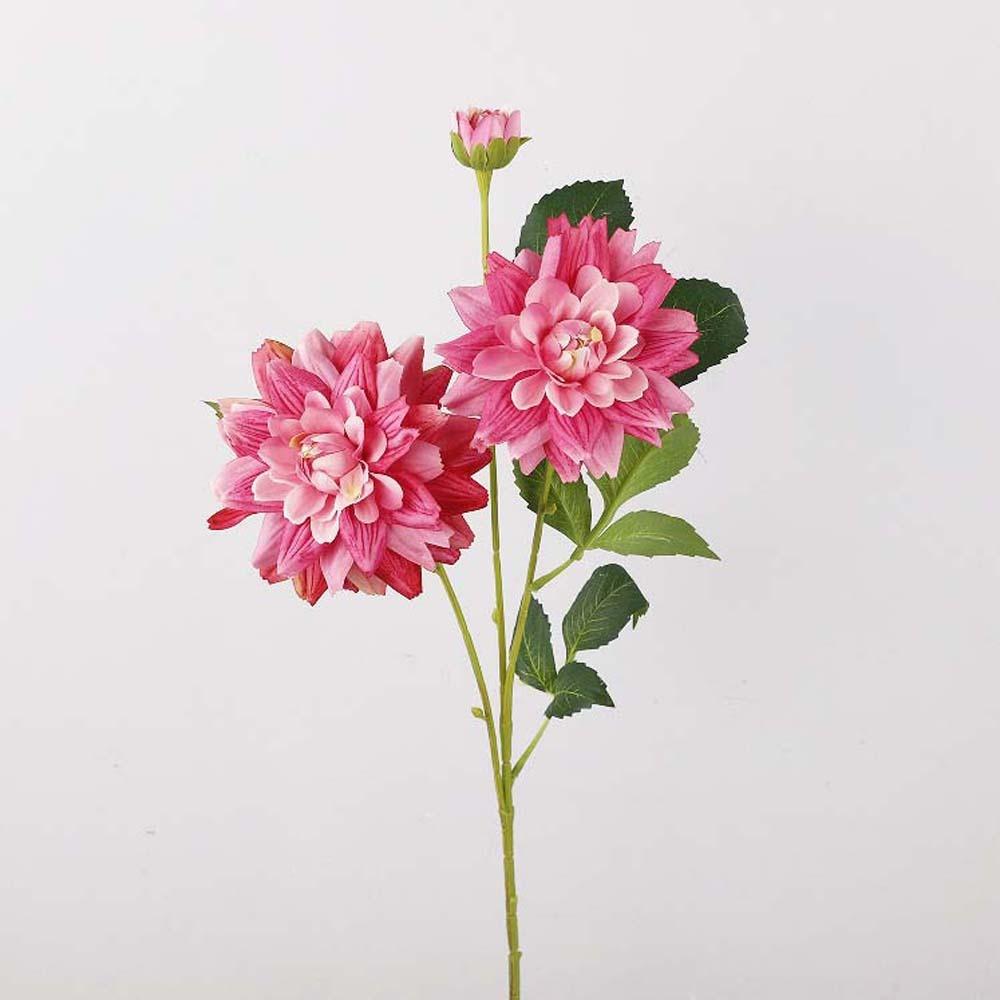 

Handmade Artificial Dahlia Flower Real Touch Fake Flower Faux Dahlia Branch Home Living Room Decor 1PC Rose Red 76cm