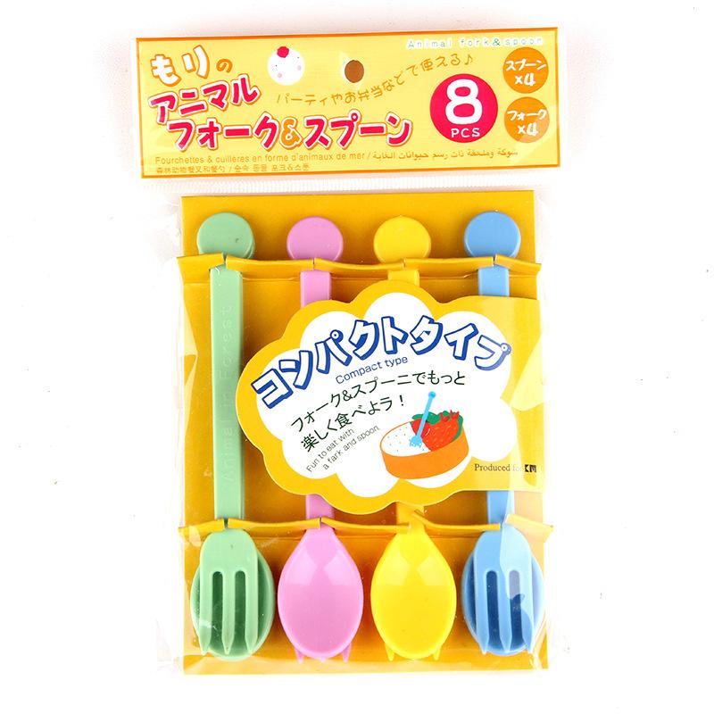 1Set Fruit Fork Dessert Spoon Reusable Tableware Children Snack Cake Dessert Food Pick Toothpick Bento Lunches Party Decor