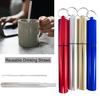 Travel Outdoor Household Telescopic Metal Straw with Brush Foldable Drinking Straw