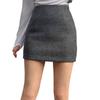 2025 High-Waisted Grey Wool A-Line Mini Skirt - Versatile Autumn/Winter Fashion, Anti-Exposure Design