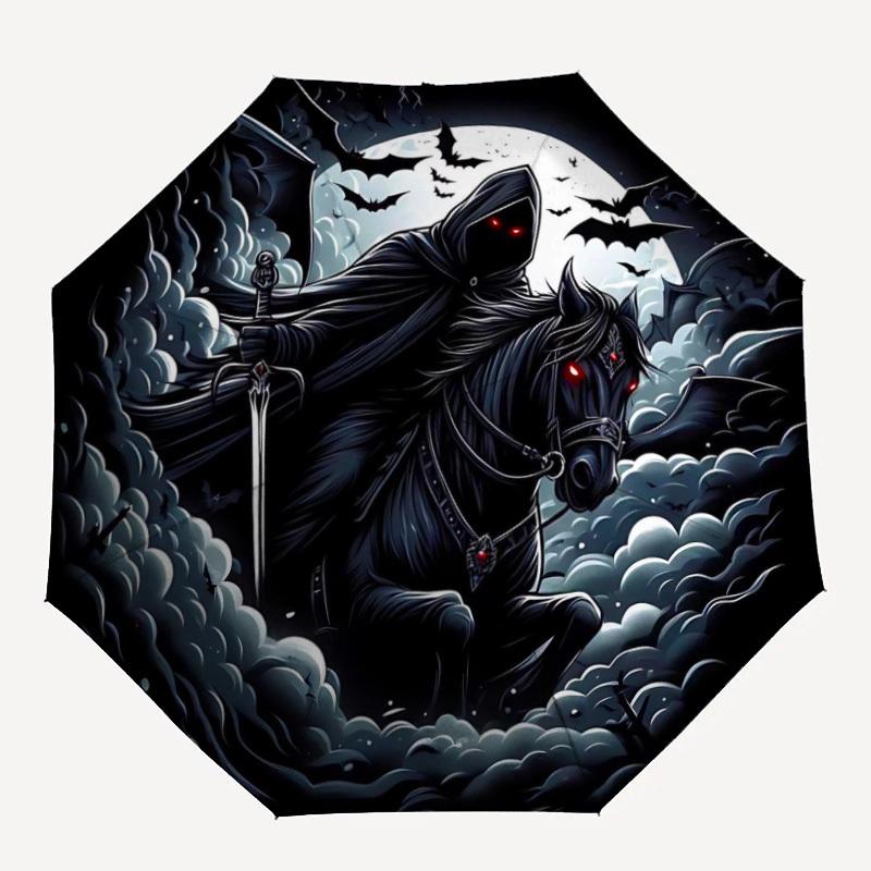 

1pc Death Rider Nightly Shadows Automatic Open/Close Umbrella, Portable Folding Umbrella for Travel, Themed Events037