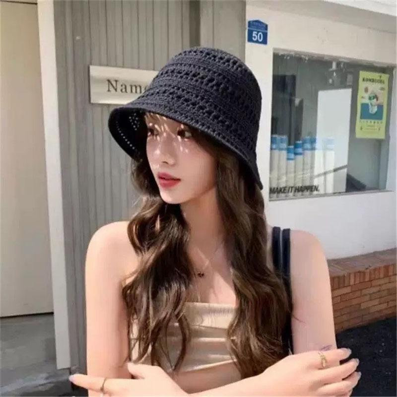 2025 Summer Hollow Fisherman Hat, Women'S Breathable Hat, Thin Sun Hat, Hollow Bucket Hat, Fashionable Basin Hat Bucket Sun Hat