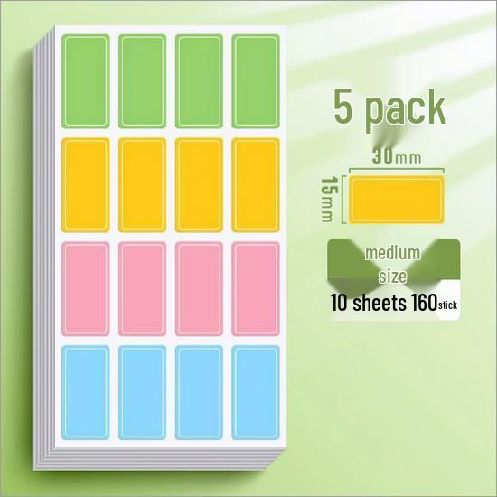 Cute Waterproof Self-Adhesive Color Label Stickers - Writable for Office and Price Marking Tasks