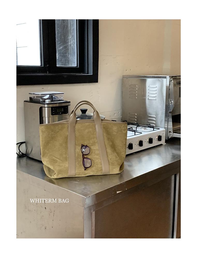 Retro Suede Large Capacity Tote Bag for Women - Korean Style Autumn/Winter