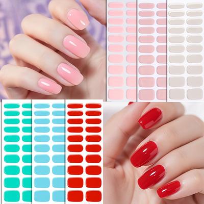 New Solid Color Semi-cured Gel Nail Stickers, UV-cured Nail Polish, Semi-cured Nail Stickers