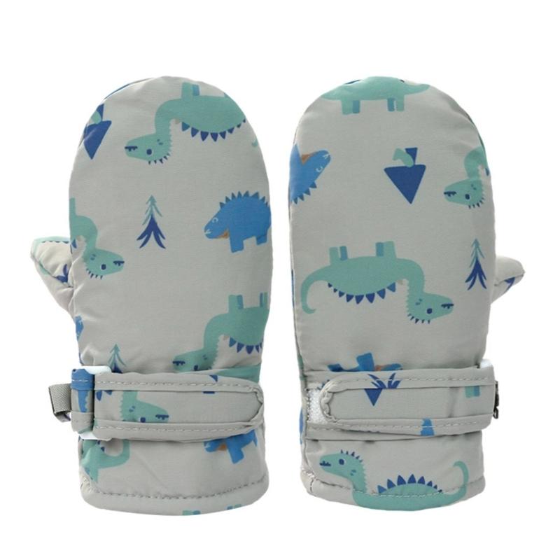 

Children s Insulated Snow Gloves with Lovely Dinosaur Print, Water Resistant Mitts for Skiing and Snowboarding Age 1-10Y L серый