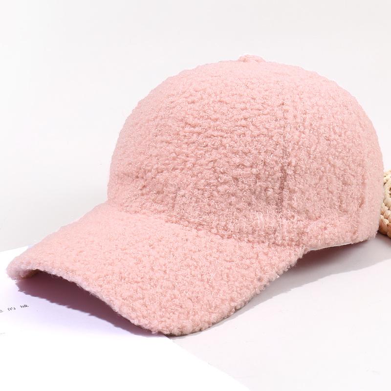 Women'S Lamb Fur Hats Warm Plush Baseball Cap Korean Version