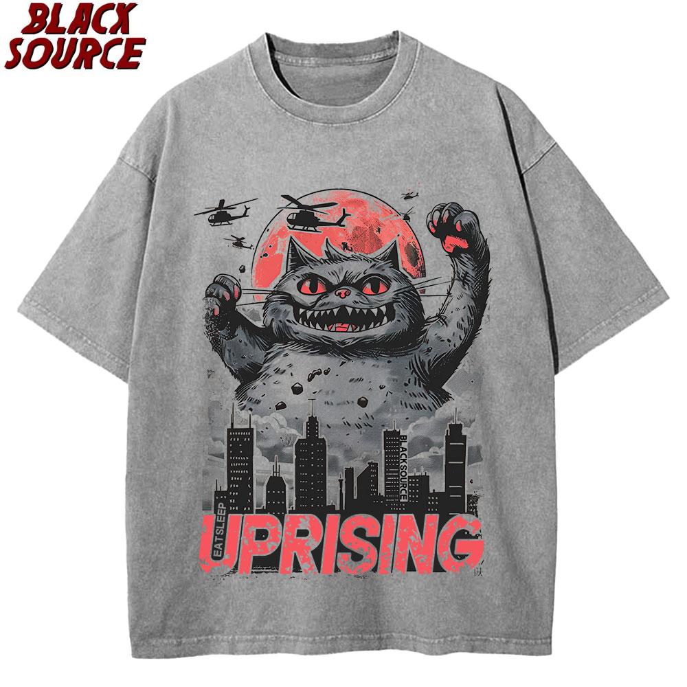 

T Funny Cute Art Japanese Cat Graphic for Cat Lover Catzilla TShirt Graphic T Shirts Womens Clothing Fashion S