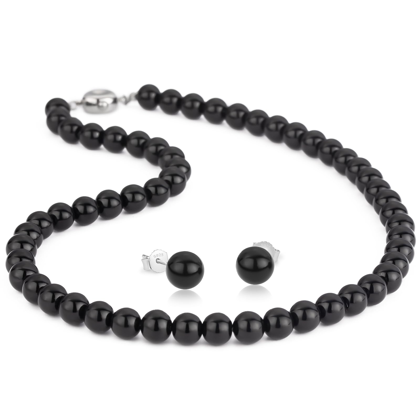 

Набір намиста з перлами. Намисто з перлинами 8 мм для церемоній. Повсякденне намисто з перлин. Намисто зі справжньою великою справжньою перлиною. Аксесуари. Подарунок на день народження. Весілля. чорний