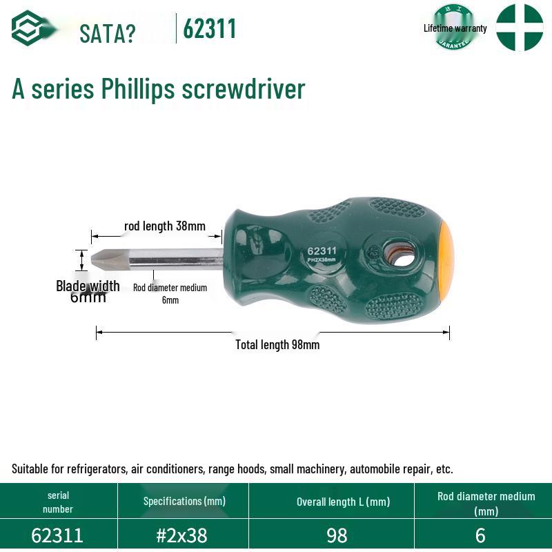 SATA 62303 Phillips Magnetic Screwdriver, 62304 Torx Screwdriver, A Series 62302