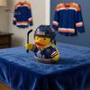 Niche Sports Event Peripheral Hockey Player Rubber Duck Resin Figurine, Statue with Complete Helmet Sturdy Sculpture Stick Jersey Gear, Weatherproof