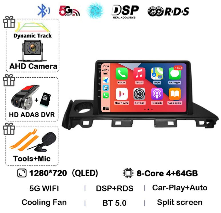 Android 14 Carplay Auto Car Radio For Mazda 6 Atenza 3 2016 2017 2018 GPS 4G+WIFI Video Player Multimedia Stereo Head Unit QLED