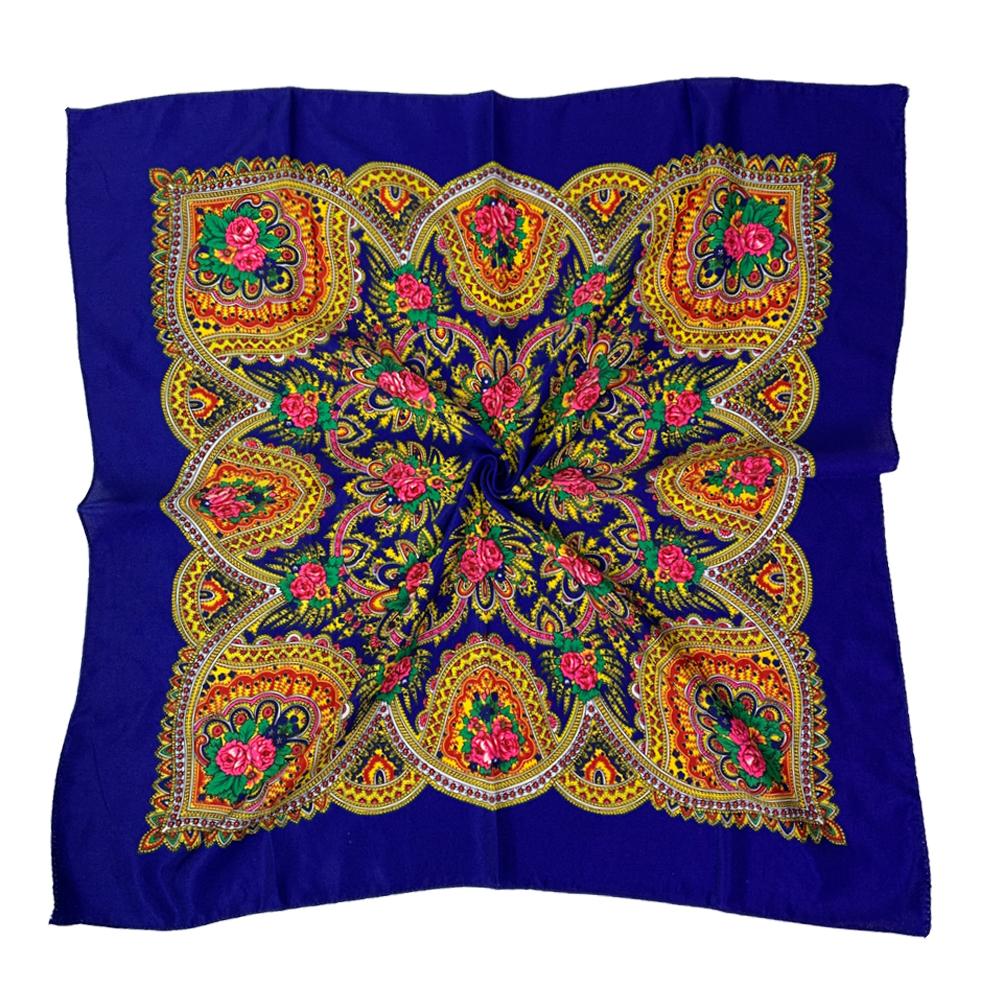 70*70cm Russian Square Scarf Women Luxury Floral Print Bandana Shawl Female Headband Scarves Babushka Head Wraps