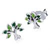 Silver Earrings Green TREES Studs Silver 925 As a Gift