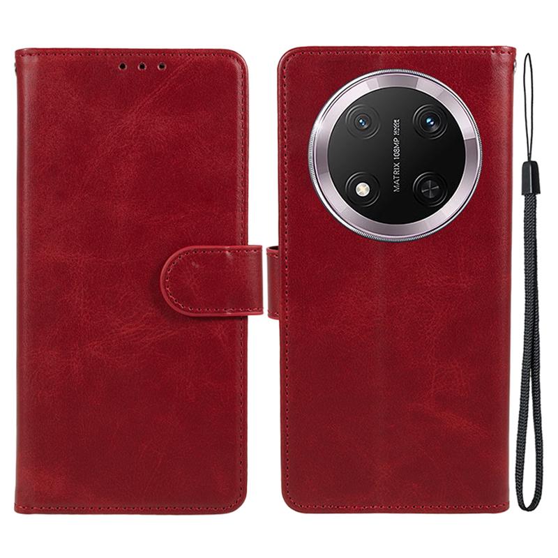 

Для Honor Magic7 Lite 5G/X9c 5G/X60 Pro 5G Чехол PU Кожаный Кошелек Защитный Чехол для Телефона Текстура Теленка Red