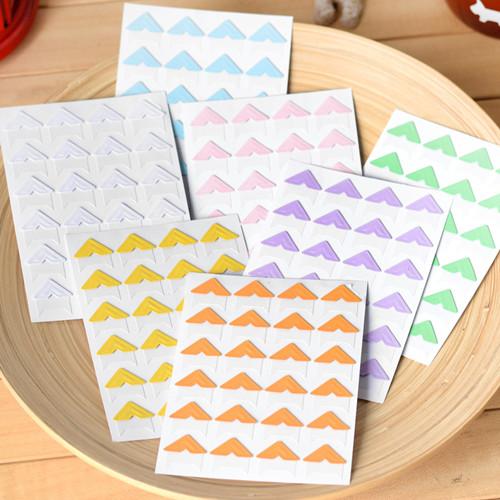 8 Colors 192 Pcs Jelly Color Paper Corner Stickers for Photo Album Props Photos Decor Corner Stickers Photo Album