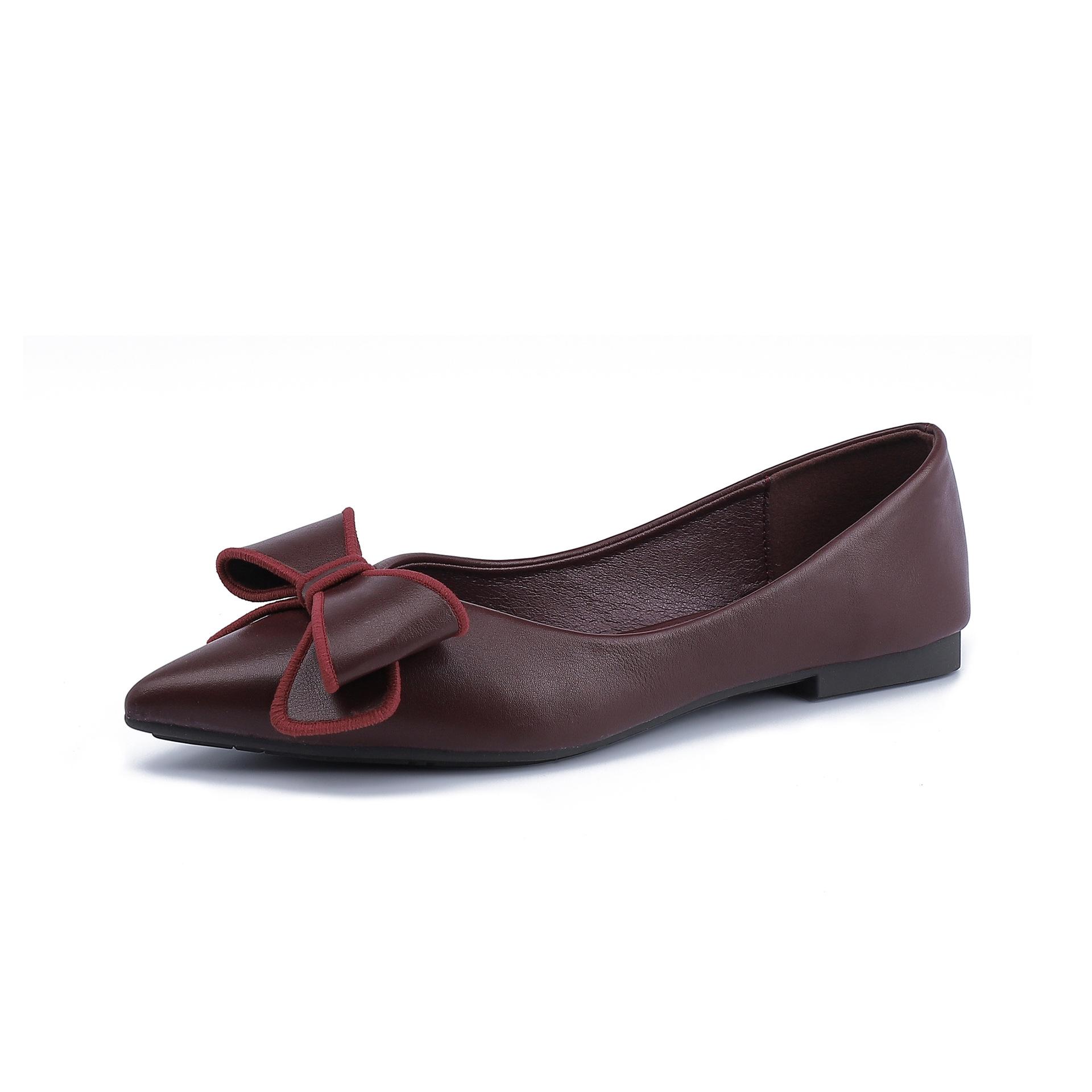 

Остроносые туфли-лодочки женские модные с бантом легкая роскошь ретро женская обувь мягкая подошва не устают ноги 2025 весна мягкая подошва рабочая обувь 43 бордовый