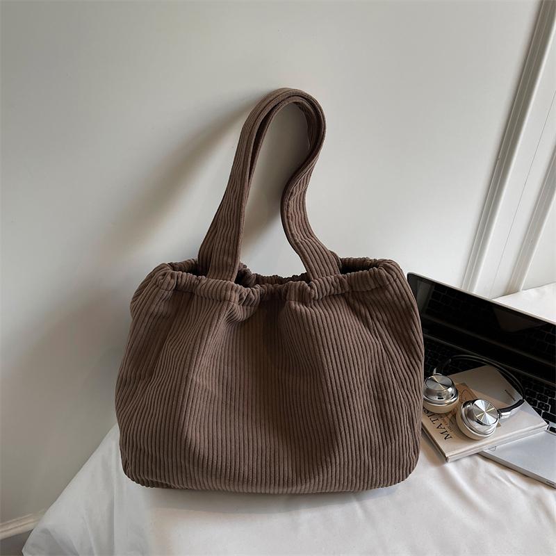 Corduroy Bag Women's Large Capacity Shoulder Shopping Bag Commuter Tote Bag