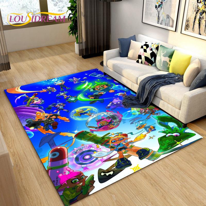 PC Splatoon, Game Gamer Cartoon Bereich Teppich, Teppich Teppich für Wohnzimmer Schlafzimmer Sofa Fußmatte Dekoration, Kinder spielen rutschfeste Bodenmatte
