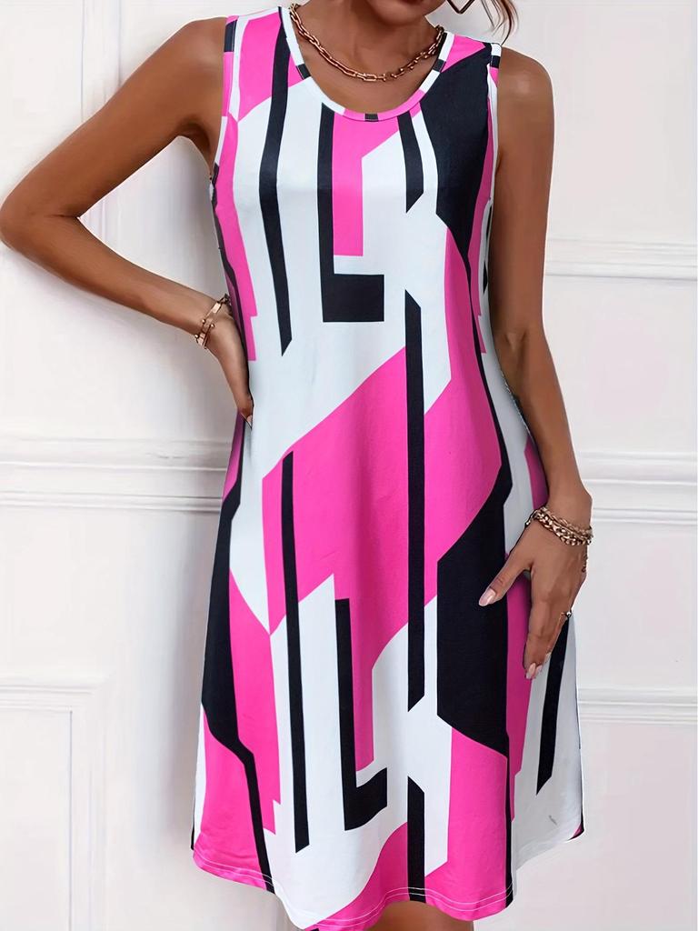 2024 Women's Geometric Pattern Vest Dress
