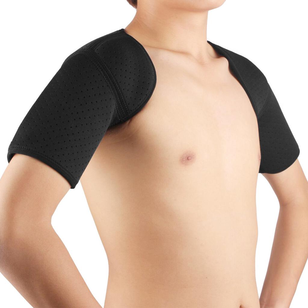 SX641 Black Sports Double Shoulder Brace Support Strap Wrap Belt Band Pad