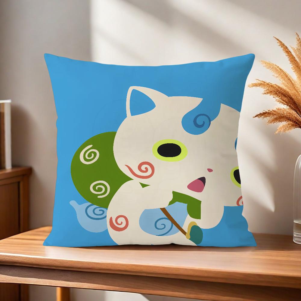 Soft Cartoon Pillow Case for Watch Sofa y-Yo-Kai Living Room Cate Home Office Decor Protective Covers Without Pillow-Insert