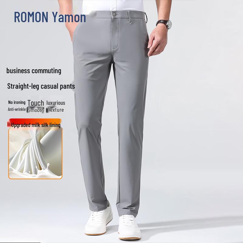 ROMON Men's Stretch Straight-Leg Casual Pants