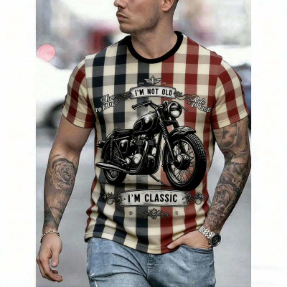 

Fashion Summer Kids T-Shirt Grid Motorcycle 3D Print Tees Top Casual Loose Outdoor Short Sleeve Streetwear Boy and Girl T-shirt 100