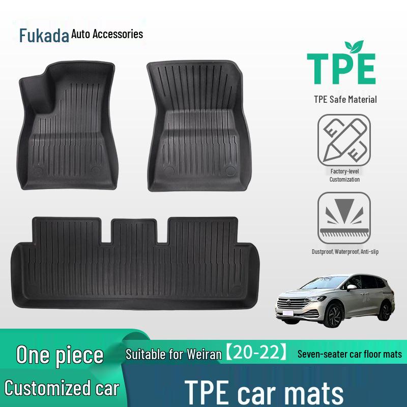 Volkswagen Viloran 2020-2022 TPE Anti-Slip Waterproof Floor Mats for Seven-Seater