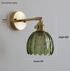 Retro Japanese Copper Amber Glass Wall Lamp - Modern for Bedroom or Entryway.