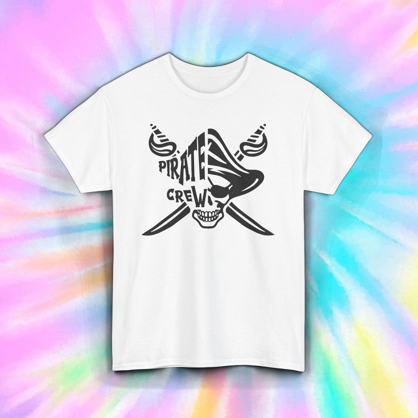 Pirate Crew Shirt Skull Crossed Swords Buccaneer Costume Funny Tee S-5XL S