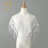 Fashion Pure Color Lace Scarf Transparent with Tassels Wedding Party Shawl Hollow Mesh Lady Capes Wraps